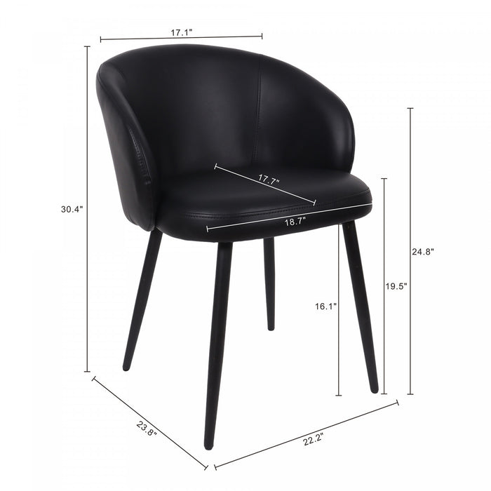 Chaise laterale moderne contemporaine Looma en cuir vegetalien et metal noir - Lot de 2