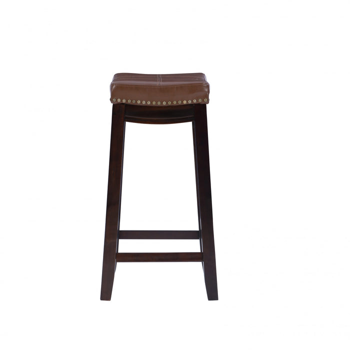 Tabouret Claridge de hauteur comptoir en similicuir et sans dossier - cognac