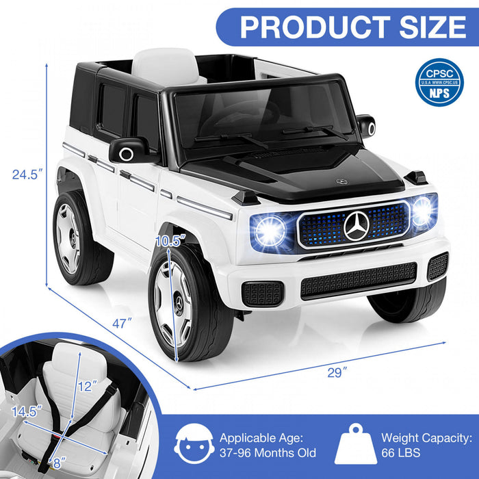 Costway License Mercedes-benz Eqg Enfants Ride On Car Avec Telecommande Batterie Detachable Blanc