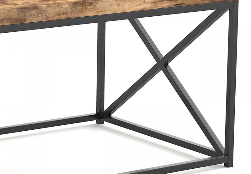 Table à café de 44 po en bois recyclé avec métal noir