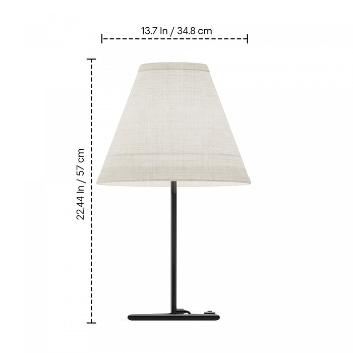 Lampe de table noire de 23 po à base angulaire avec abat-jour conique