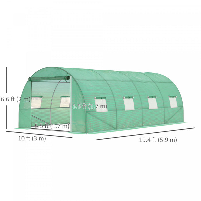 Outsunny Serre Tunnel De Plain-pied, Serre De 19 X 10 X 6,6 Pi, Vert
