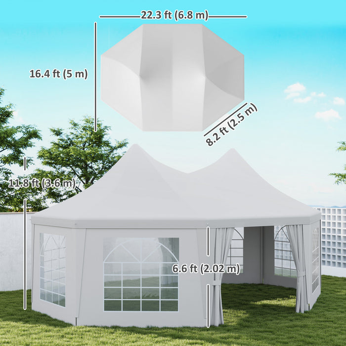 Outsunny Chapiteau Octogonal 5 m x 6,8 m, Grand Abri Exterieur pour Evenements et Fetes