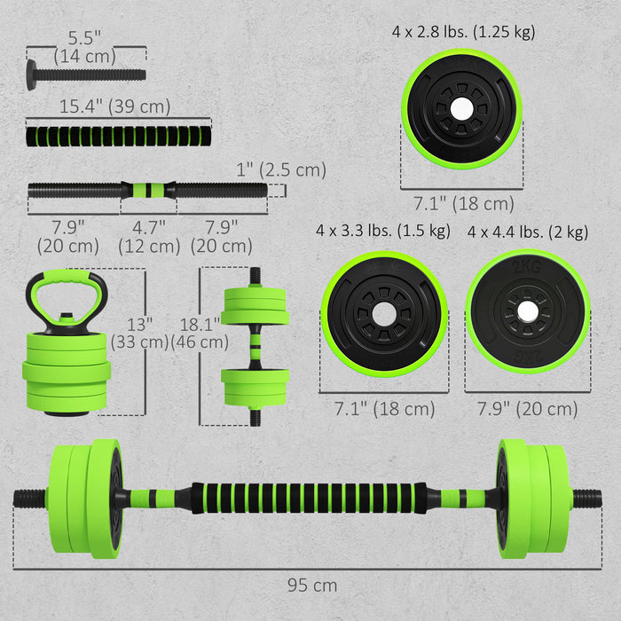 Soozier Ensemble d'halteres 4 en 1 de 44 lb, support de pompe
