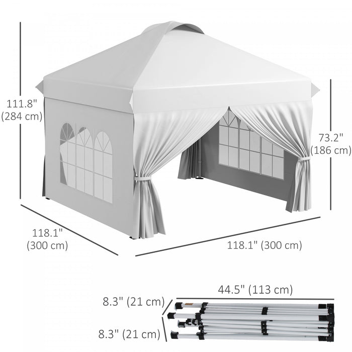 Outsunny Tente D'exterieur Escamotable 10' X 10', 4 Parois Laterales, Blanc