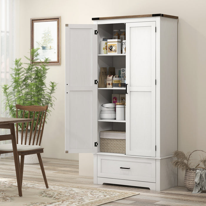 HOMCOM Armoire de rangement de cuisine avec etageres reglables, blanc