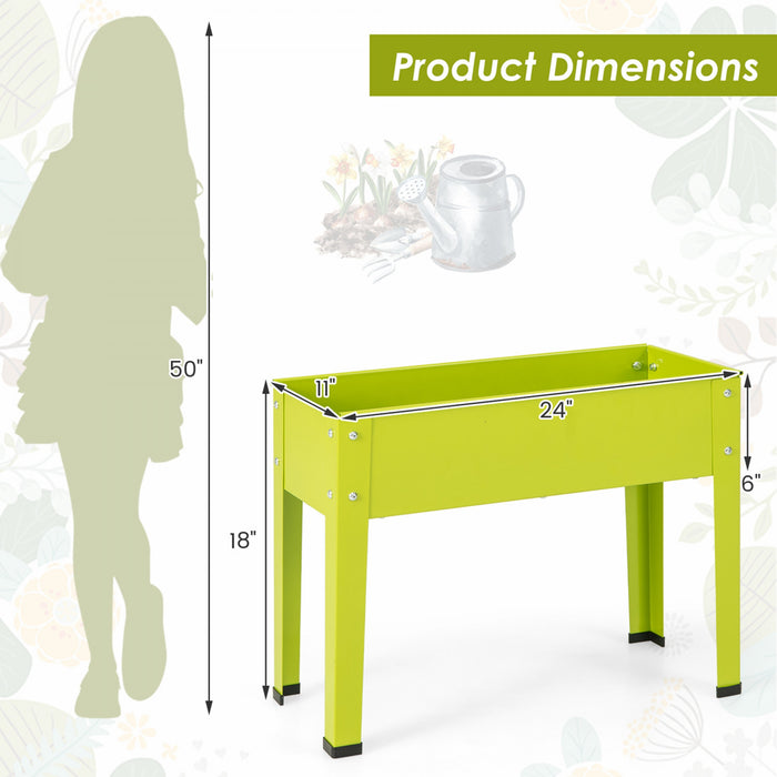 Costway 24\" Lit De Jardin Eleve Avec Les Jambes Boite De Planteur En Metal Elevee Trou De Drainage Cour Arriere Vert