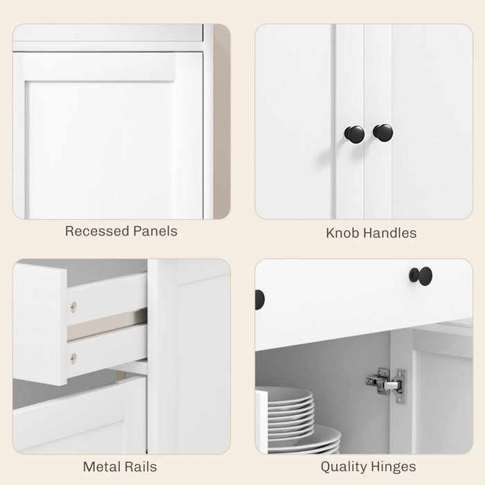 HOMCOM Buffet avec tiroirs de rangement et etageres reglables, blanc