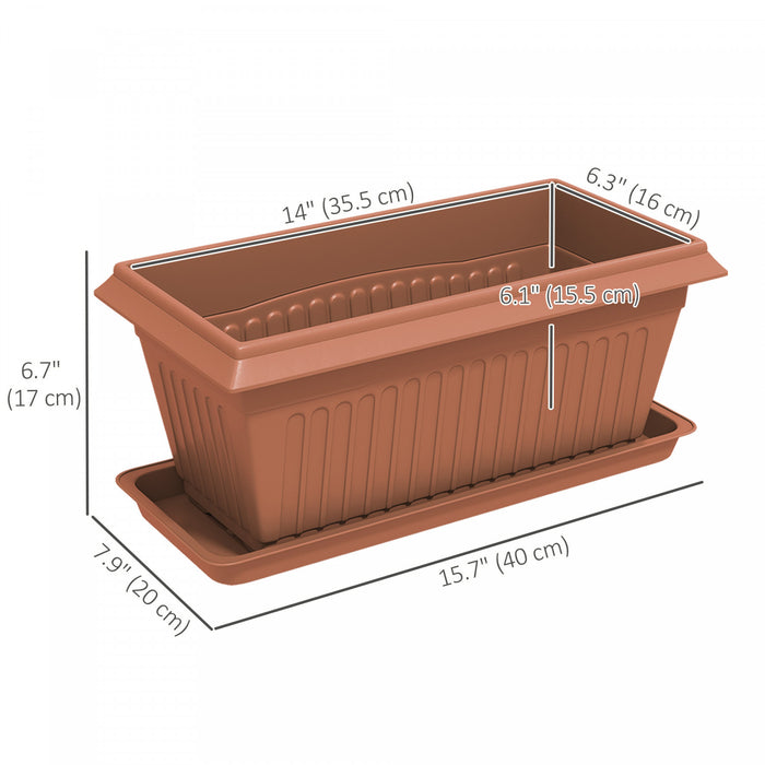 Outsunny Lot de 7 pots de fleurs de 15,7\" avec trous de drainage, marron