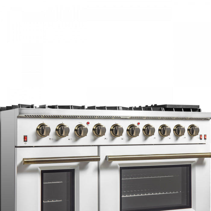Cuisiniere a gaz Galiano de 48 po en blanc, 6,58 pi³, doubles fours - FFSGS6244-48WHT