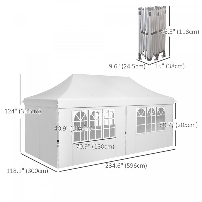 Outsunny 20x10 Paroi Laterale, Sac De Transport, Blanc