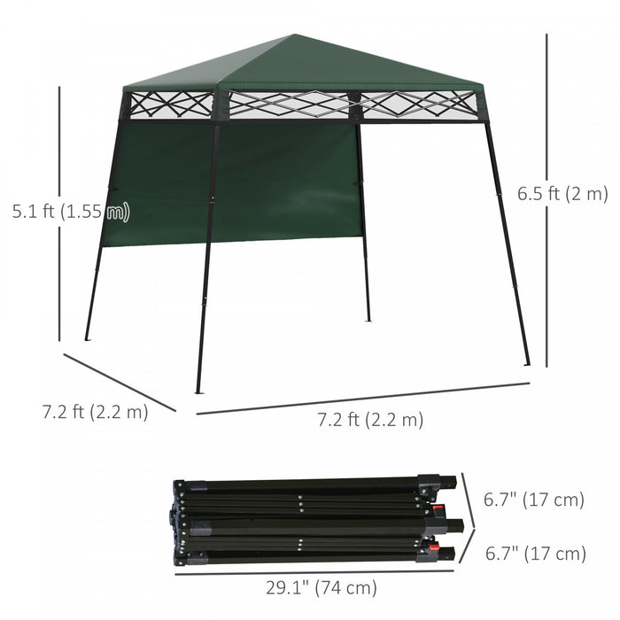 Outsuuny Auvent Escamotable Avec Pieds Inclines, Vert Et Noir