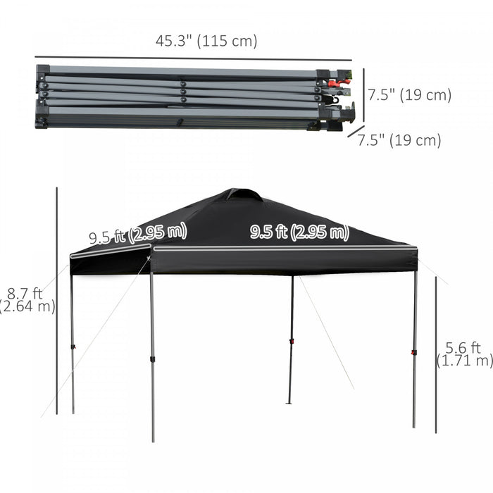 Outsunny Tente A Toit Escamotable 10' X 10' Avec Aeration Et Sac, Noir
