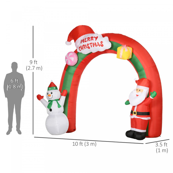 HOMCOM Arche gonflable geante de Noel de 9 pieds avec Pere Noel pour cour