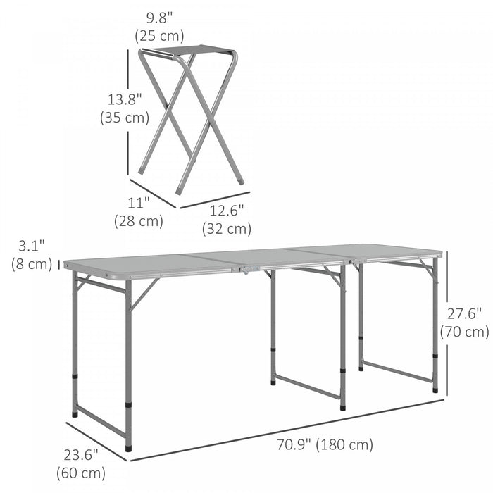 Outsunny Table Et Chaises De Camping, Table De Pique-nique Et 6 Tabourets
