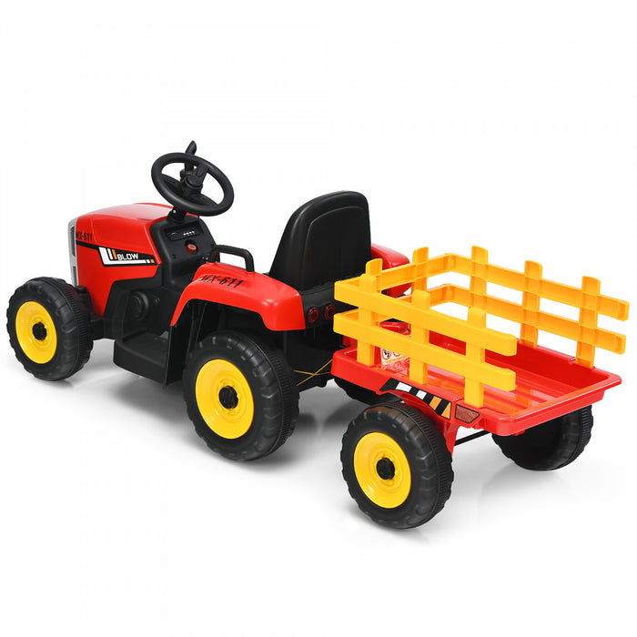 Costway Tracteur A Remorque Electrique 12v Avec Telecommande Et Lumieres Led