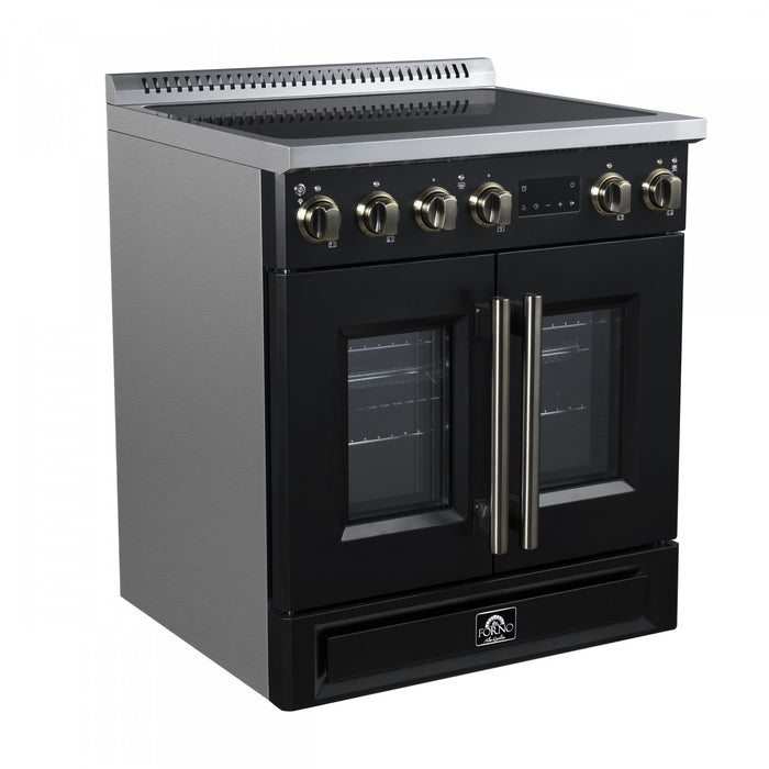 Cuisiniere a induction Torino de 30 po, noire, avec portes francaises, 4,32 pi³ – FFSIN0950-30BLK