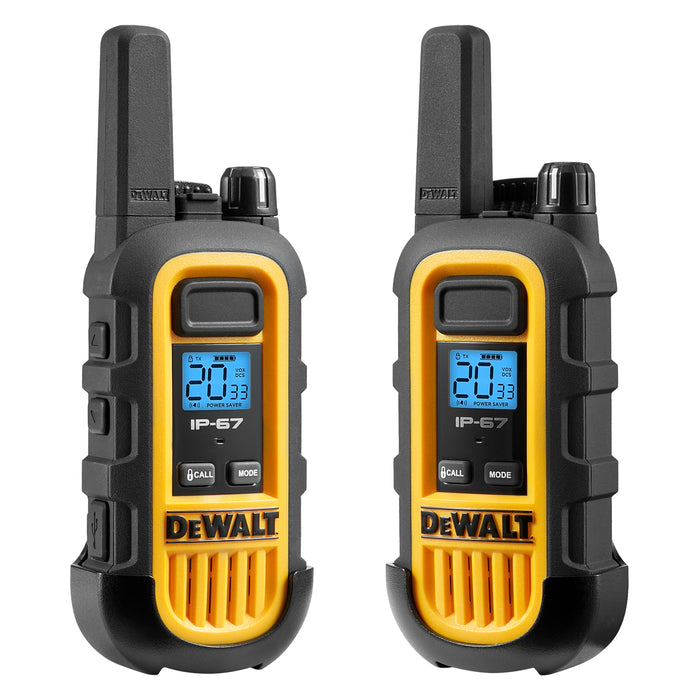 6 Talkies de chantier Dewalt DXFRS300 Plus écouteurs - 1 Watt, robuste, longue portée, radios bidirectionnelles intérieures-extérieures + 22 canaux