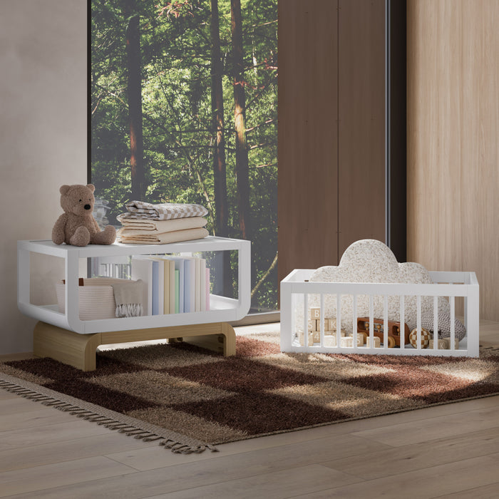Storkcraft Santorini Berceau convertible 3-en-1 de luxe - Blanc avec bois clair
