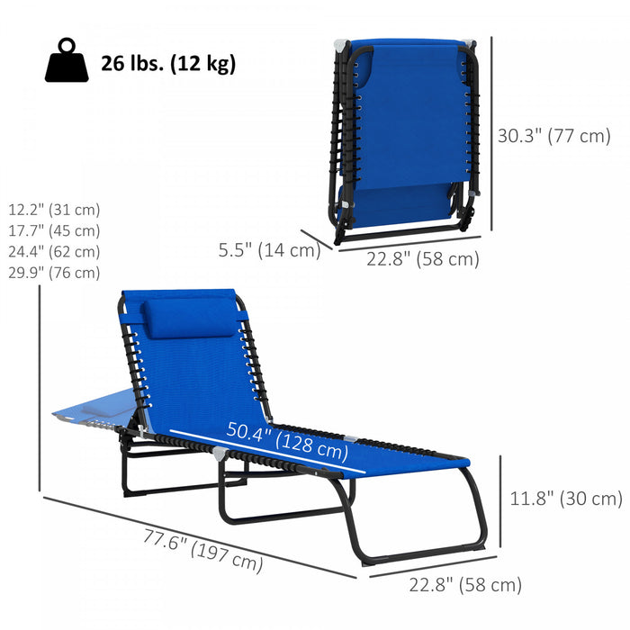 Outsunny 2 Chaises Longues Pliantes, Chaises Longues Avec Appui-tete, Bleu