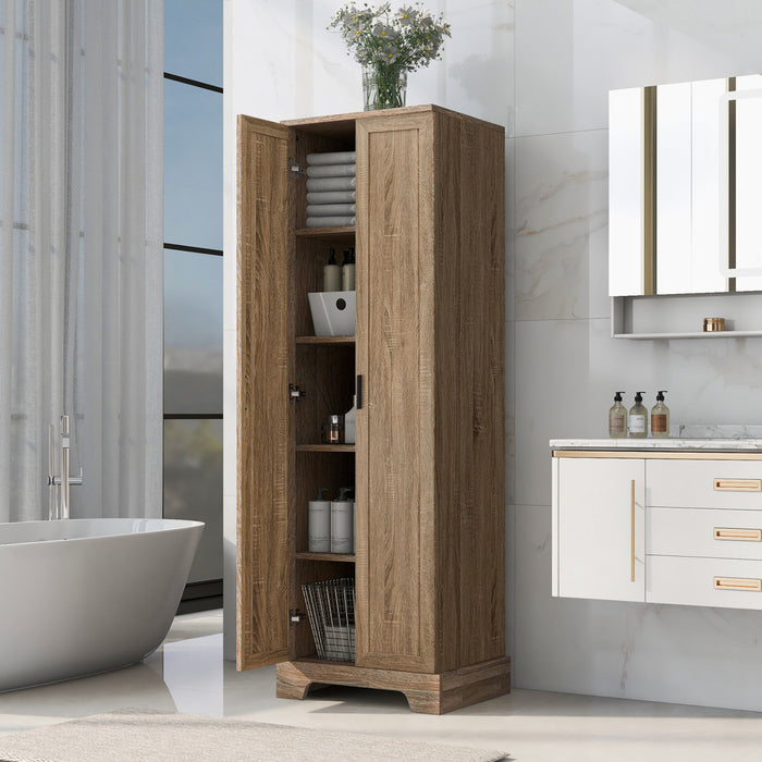 Liam Armoire de rangement multifonction avec portes et etageres reglables, Marron