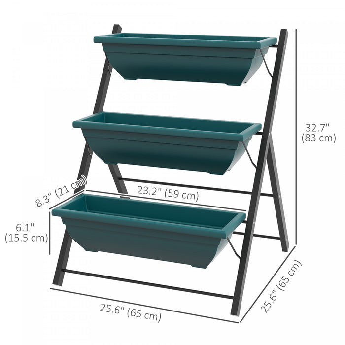 Outsunny Lit De Jardin Sureleve Vertical De 3 Niveaux Avec 3 Boites De Jardiniere, Support De Plante Exterieur Cultivent Le Conteneur Avec Des Trous Qui Fuient Pour Patio De Balcon Exterieur, Vert