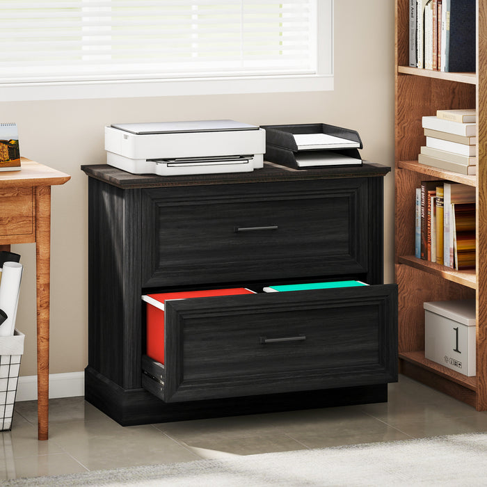 HOMCOM Classeur lateral a 2 tiroirs, style campagnard, noir