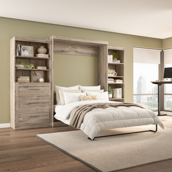 Grand lit escamotable mural Pur de Bestar de 126 po avec tablettes et tiroirs