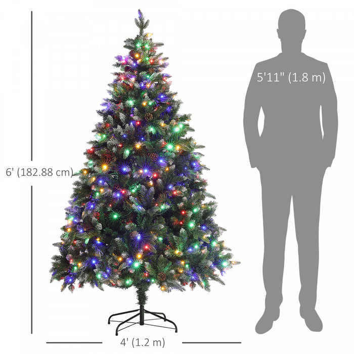 HOMCOM Arbre de Noel artificiel pre-eclaire 6 pi avec lumiere LED bicolore