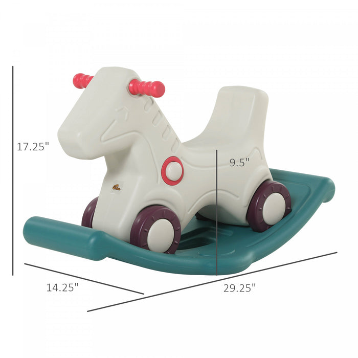 Qaba Cheval A Bascule 2 En 1 Jouets Et Voiture Coulissante Pour Enfants Bebe Roulant Jeune Enfant Ensemble De Jeu Interieur Exterieur 1-4 Ans