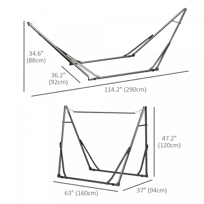 Outsunny 2 En 1 Support De Hamac En Acier, Noir