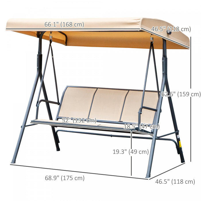 Outsunny Balancoire 3 Places Recouverte, Beige