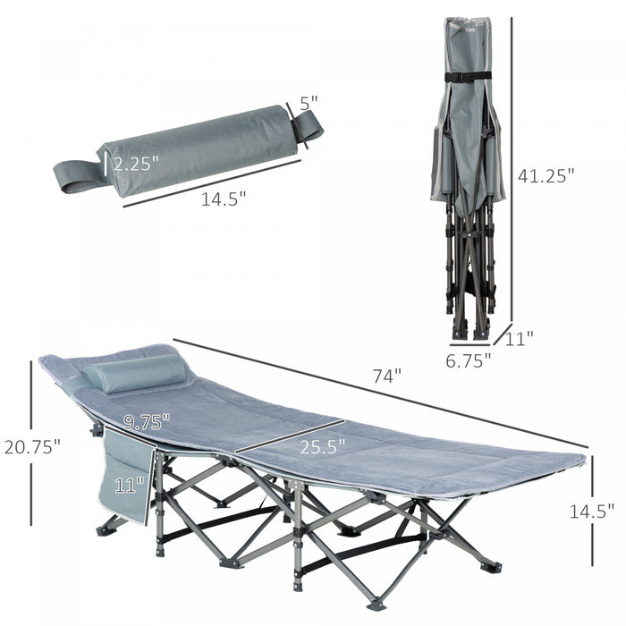 Lit De Camping Pliant Outsunny Pour Adultes Avec Matelas Et Oreiller