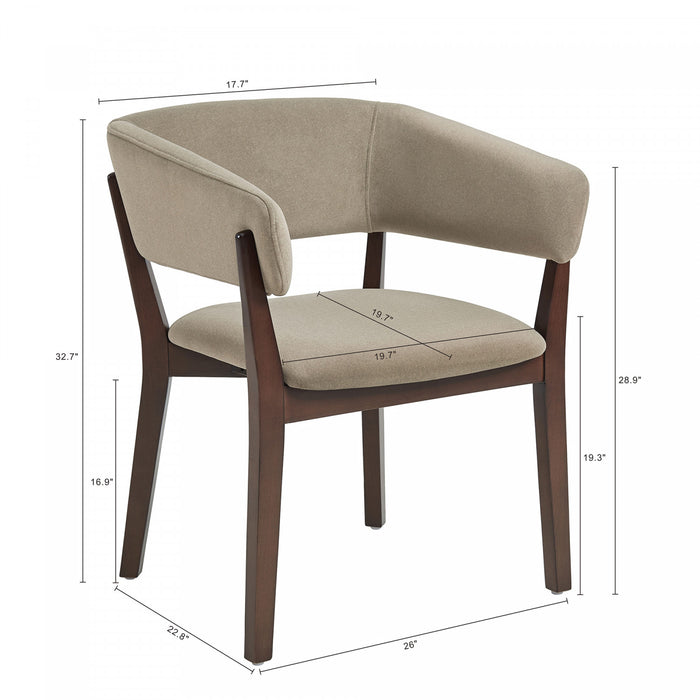 Fauteuil Blake moderne en faux mohair avec accoudoirs en bois, lin – Lot de 4