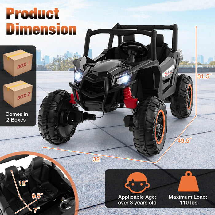 Costway 24v Kids Ride Sur Utv Avec 4 X 100w Puissant Moteur Telecommande Haute/basse Vitesse Noir