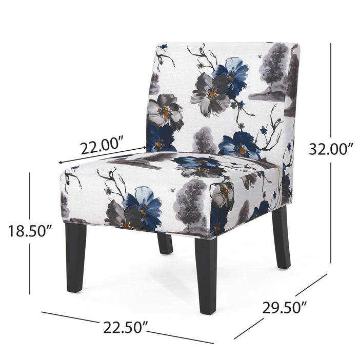 Lot De 2 Fauteuils D’appoint Oliver En Tissu aspect lin Avec Pieds En Bois D’hévéa - Bleu Et Multicolore