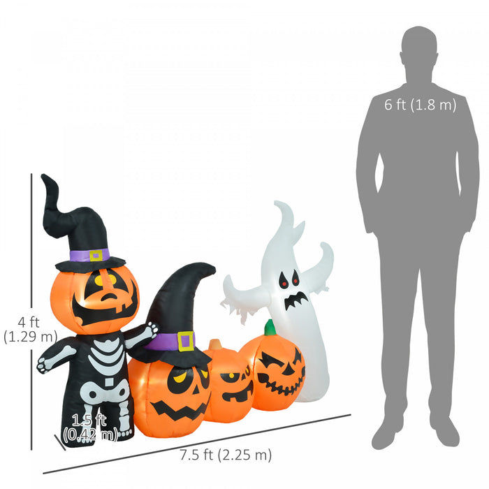 Homcom Famille Fantome De Citrouille D'halloween Gonflable 7,5 Pieds