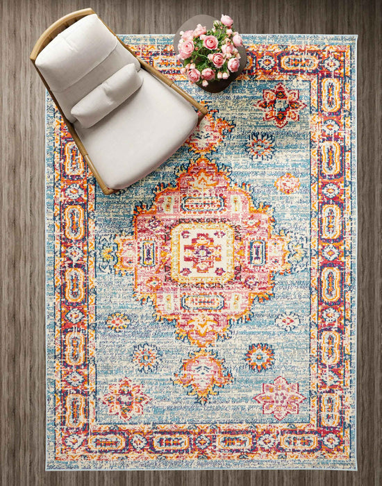 Tapis Traditionnel Lotus 5'0\" x 8'0\" en Bleu