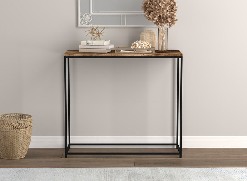 Console moderne de 31 po - bois recyclé brun avec métal noir