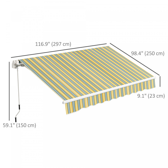Outsunny Auvent Retractable 10' X 8' Avec Lumieres Led, Uv40+, Jaune/gris
