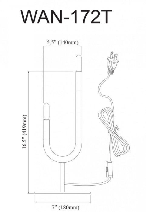 Lampe de table Wand de Dainolite avec fini noir mat et laiton vieilli, et 2 ampoules