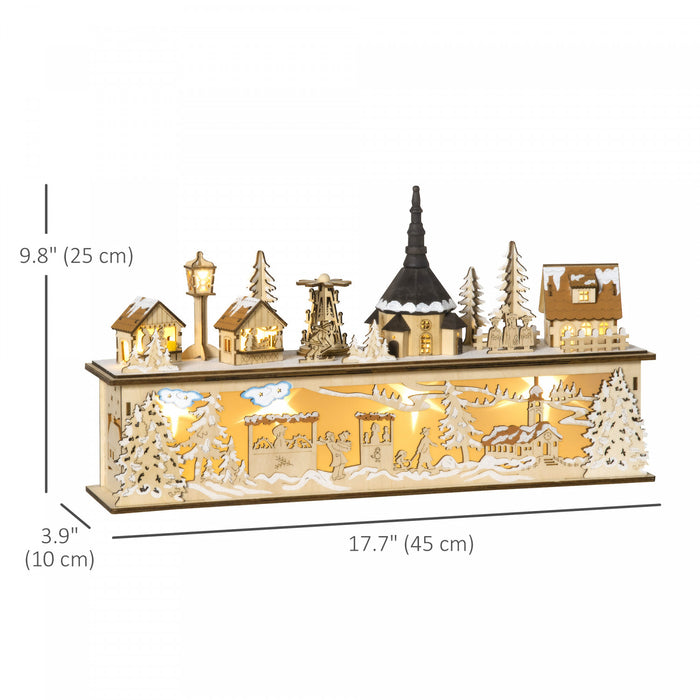 Homcom Maisons De Village De Noel Eclairees Par Led, Moulins A Vent, Eglise