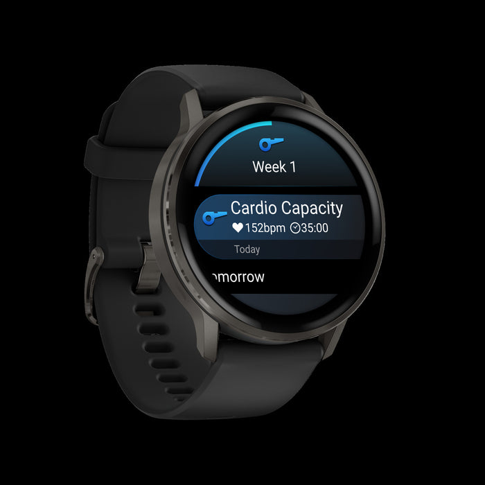 Montre intelligente multisport Garmin Venu 4 45 mm Slate - Moniteur de performance, estimation de l'age de fitness, navigation etape par etape, technologie SatIQ, controle vocal