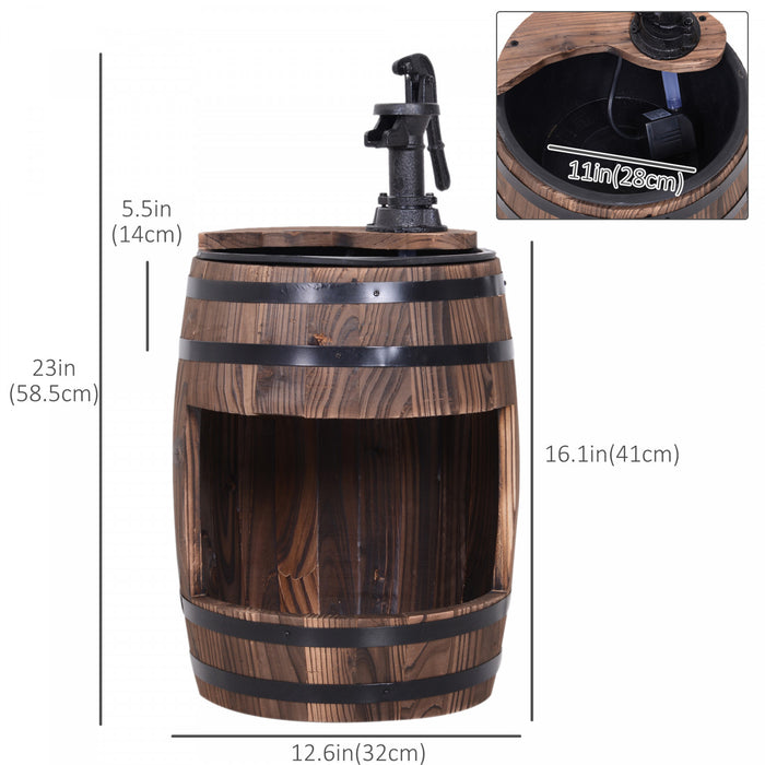 Outsunny Fontaine Exterieure Tonneau En Bois De 23 Po Avec Pompe 3600r/min