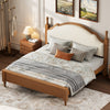 Miles Queen Size Wood Platform Bed with Curved Upholstered Headboard, Brown | Lit plateforme Miles en bois format Queen avec tete de lit rembourree incurvee, brun
