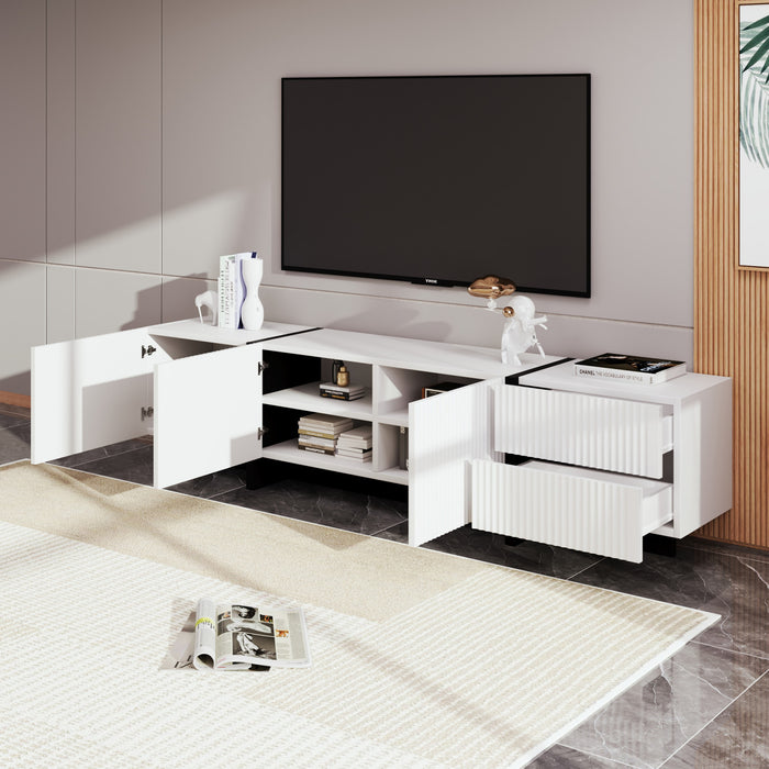 Emily 74.7\" Grand Cabinet TV de Rangement avec Portes et Tiroirs, Noir