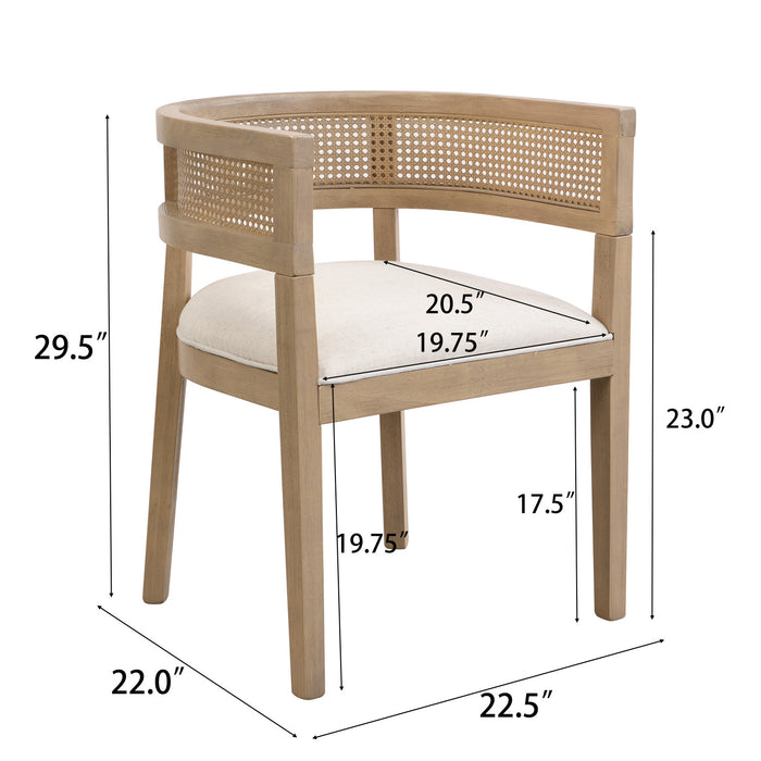 Ensemble De 2 Chaises De Salle À Manger Lance Avec Dossier En Rotin Et Siège En Forme De U - Frêne Naturel