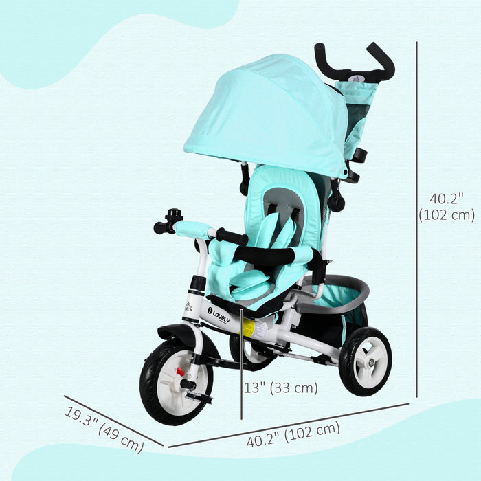 Qaba Tricycle Pour Tout-petits De 1 A 5 Ans Avec Poignee Parentale, Vert