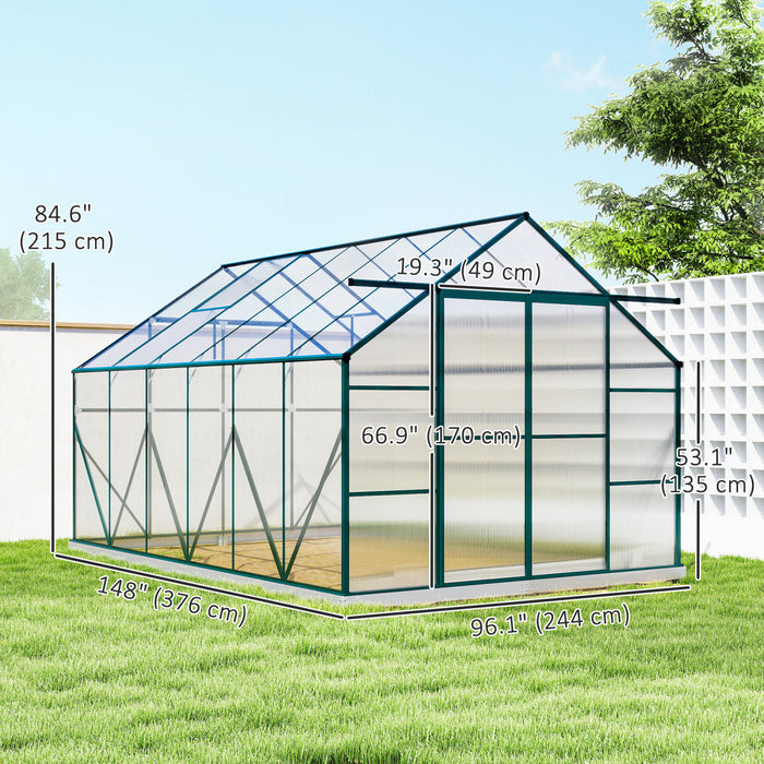 Outsunny Serre de Jardin en Polycarbonate avec Toit Reglable, Transparent