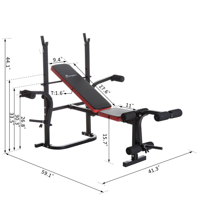 Soozier Banc De Musculation Reglable Avec Support D'halteres